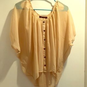 See-through beige blouse